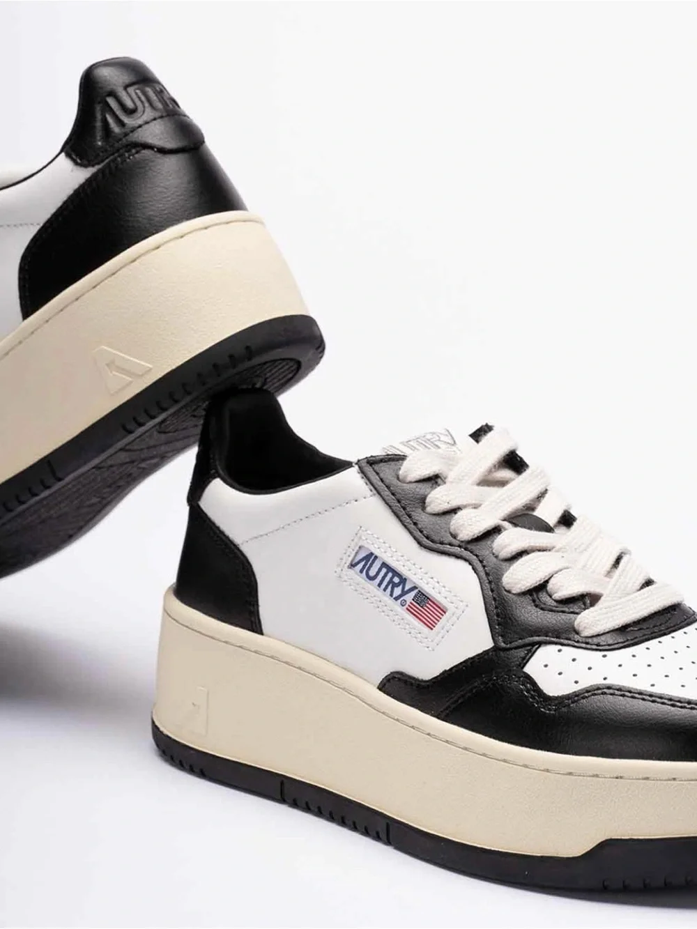 Autry Women's White & Black Platform Sneakers